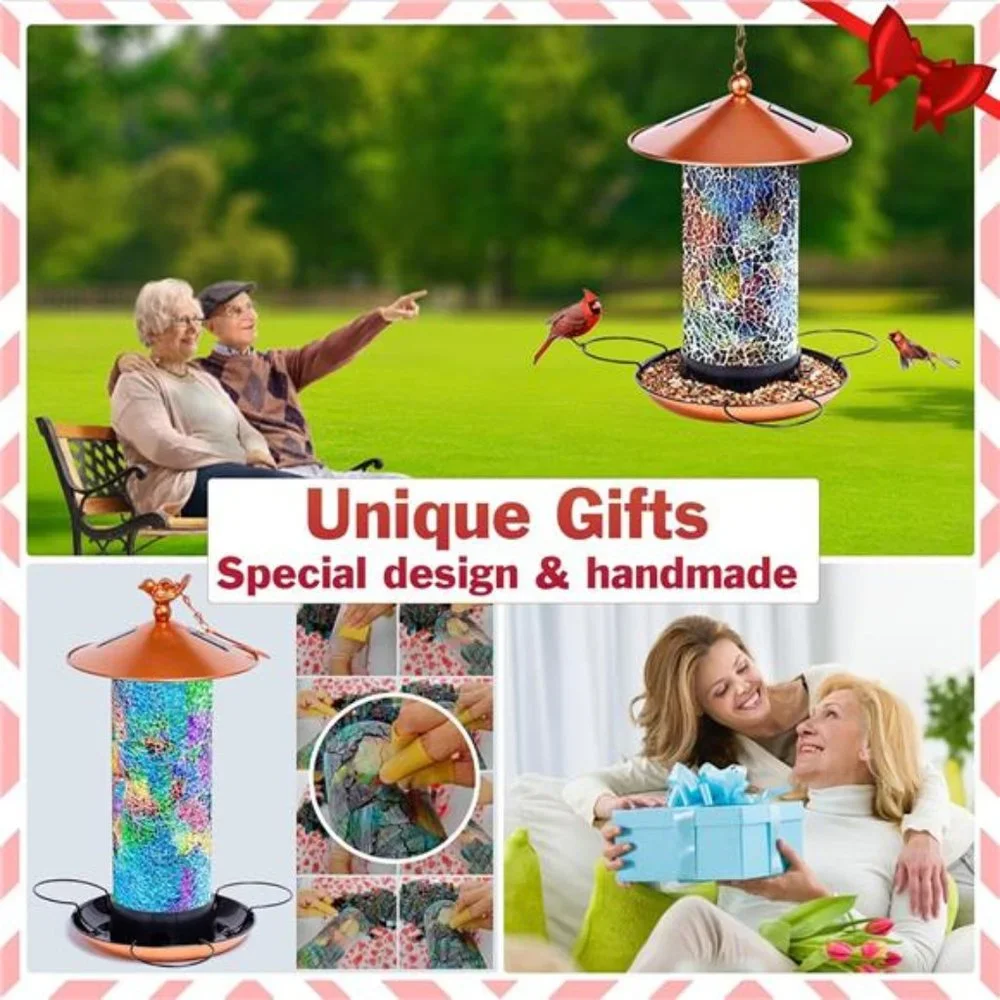 2023 Newest Solar Wild Bird Feeder Hanging for Garden Yard Outside Decoration